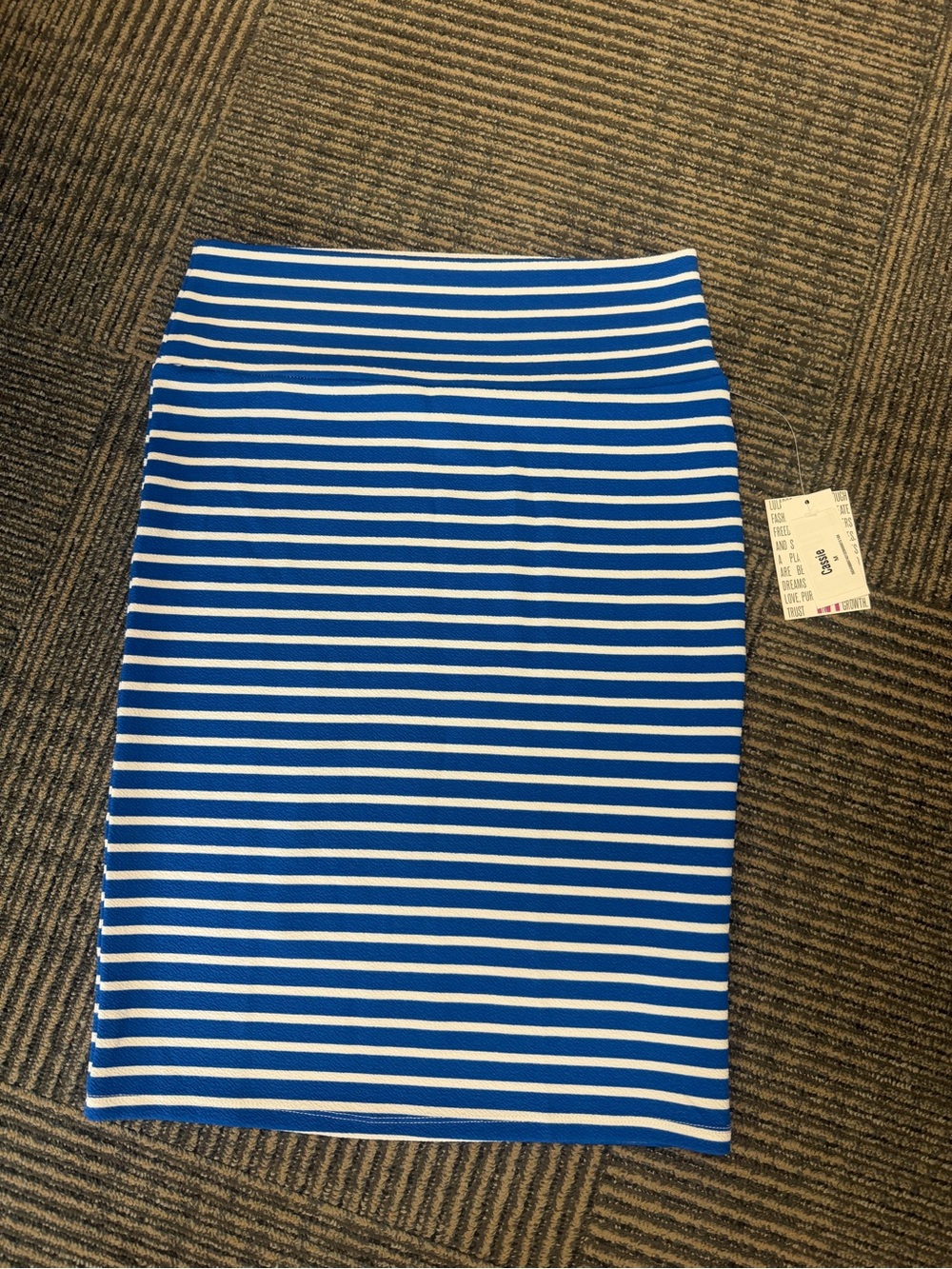 NWT LuLaRoe Cassie Blue White Striped Pencil Skirt Sz Medium